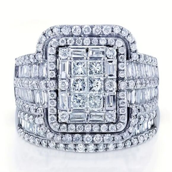 Diamond 2pc unisex wedding ring sz 8 - Picture 5 of 12